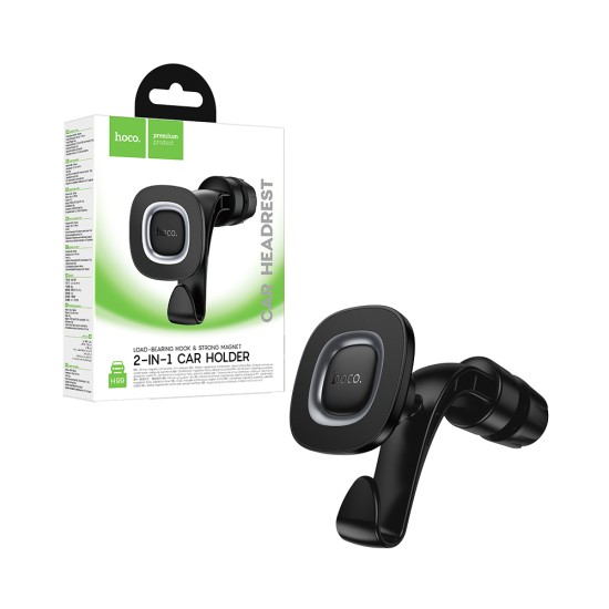 Suporte Magnético para Telemóvel Hoco H99 com Anel em Forma de Coroa para Encosto de Cabeça Preto